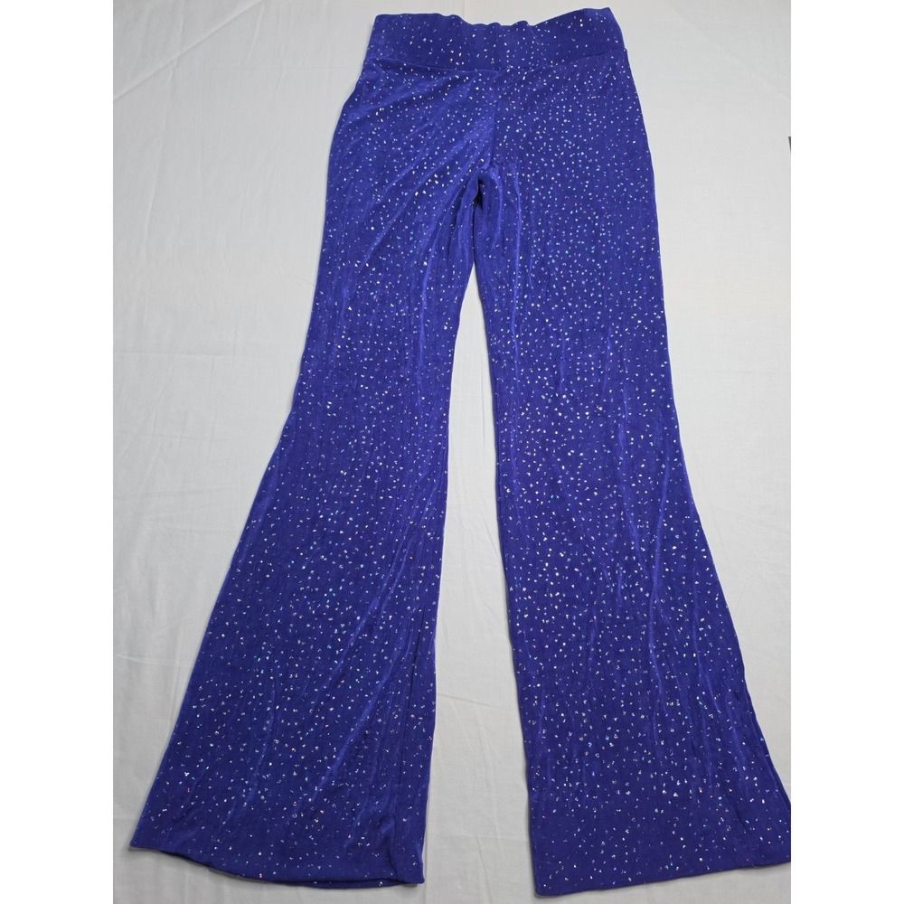 Women's Flared Leg Pants 26 Royal Blue Stretch Elastic Waist Pull On Outdoor - Picture 2 of 6